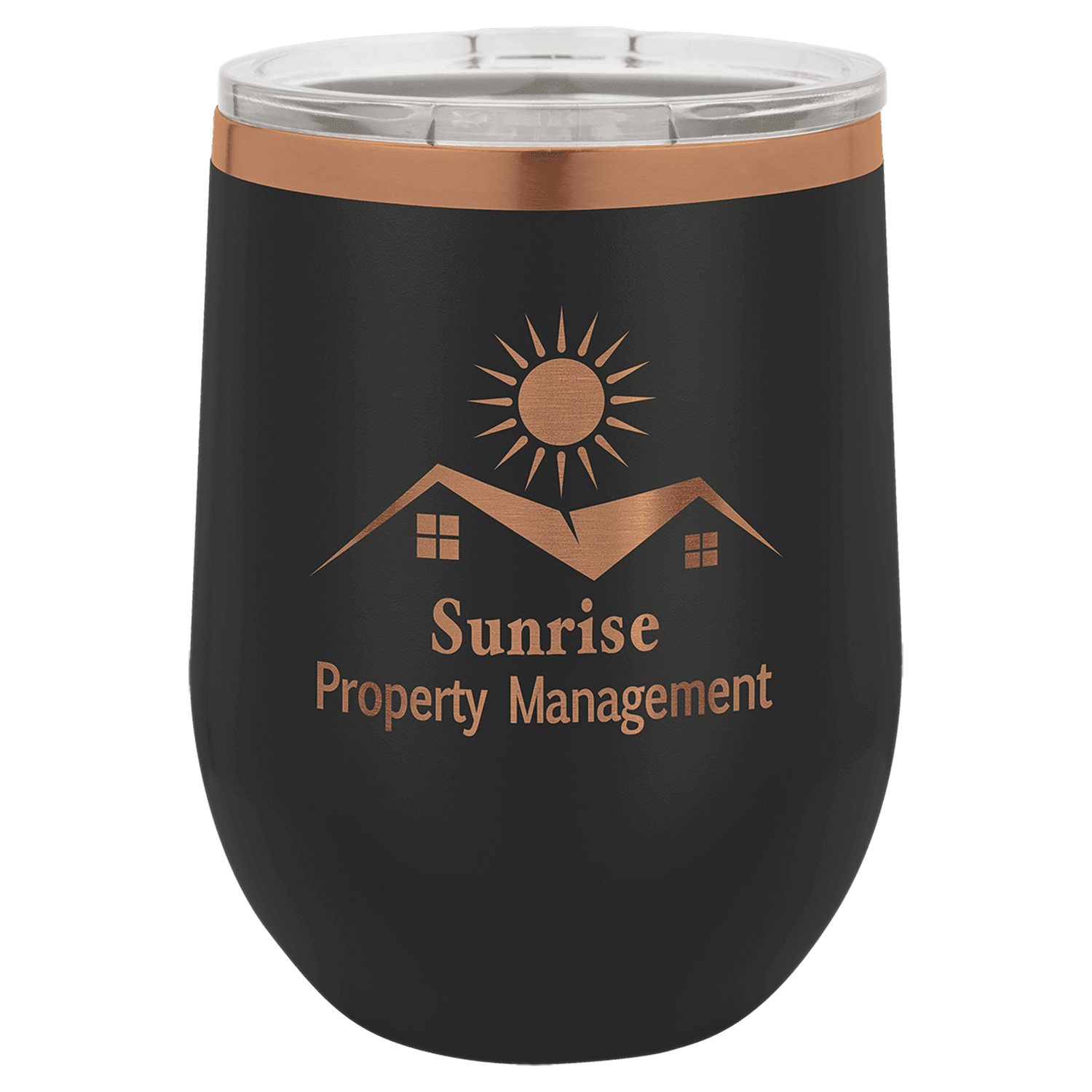 12 oz Polar Camel Stemless Wine Tumbler with Lid - Specialty Ion-Plated Finish - Laser Engrave
