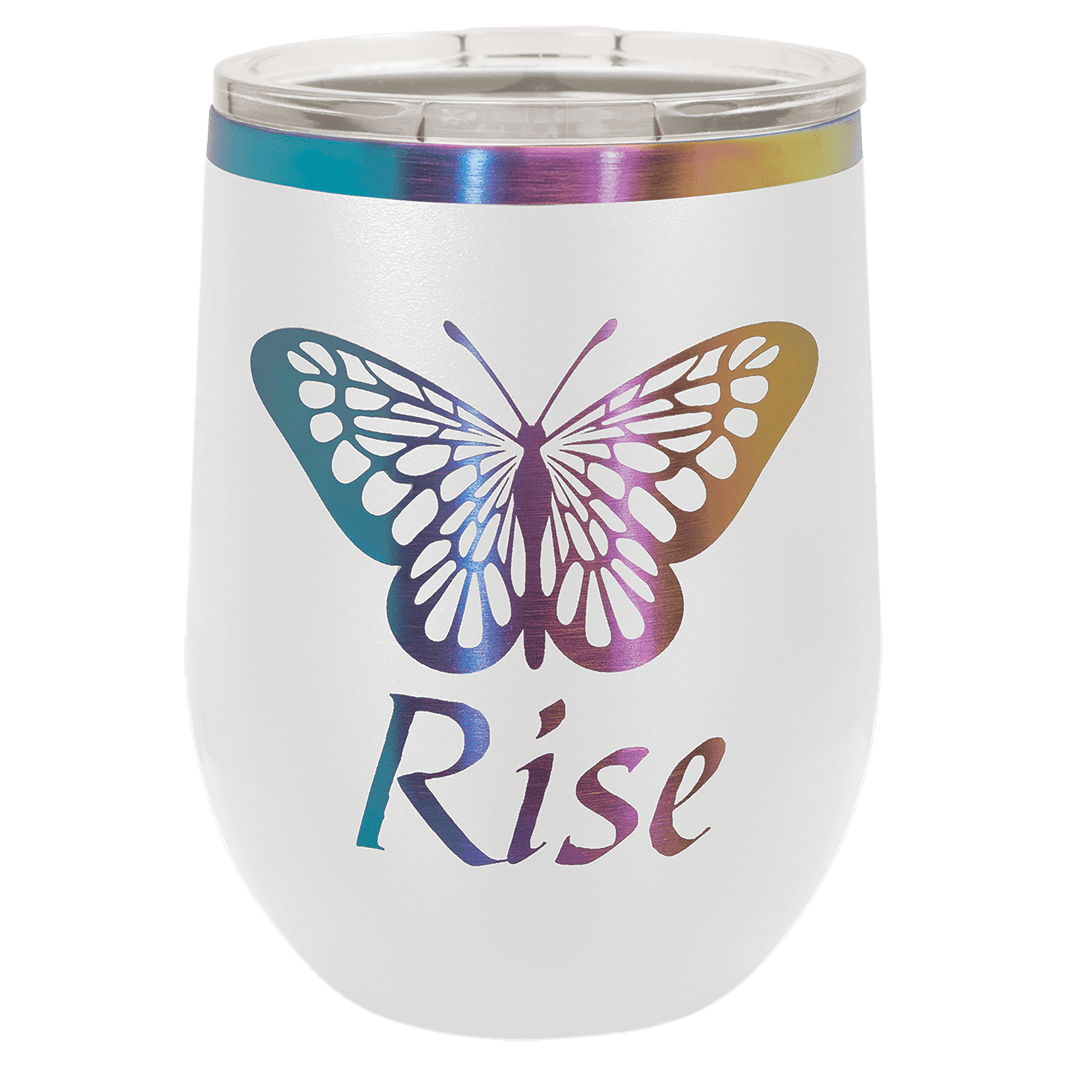 12 oz Polar Camel Stemless Wine Tumbler with Lid - Specialty Ion-Plated Finish - Laser Engrave