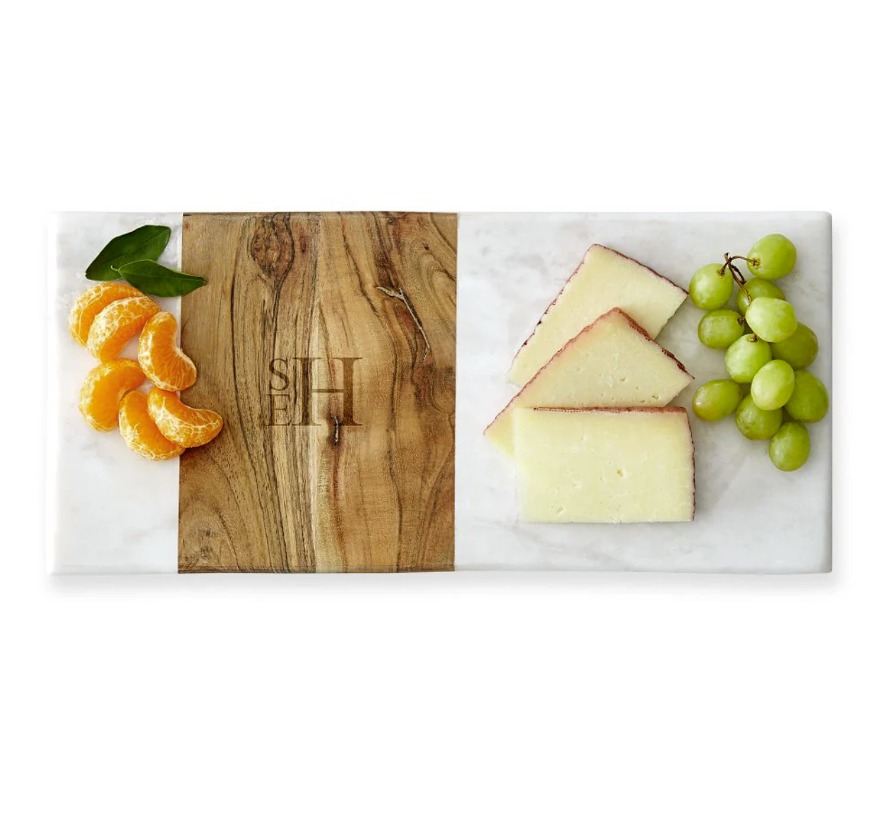 Personalized Acacia and Marble Cheese Board