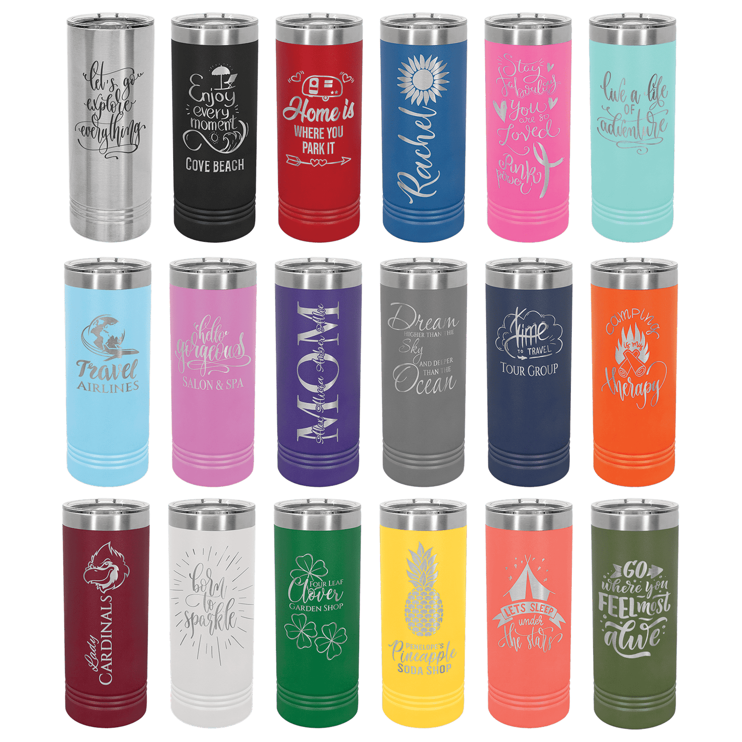 22oz Polar Camel Skinny Tumbler with Slider Lid - Laser Engraved