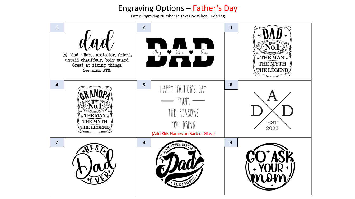 Father's Day - 20oz Drink Tumbler - Choose Your Engraving